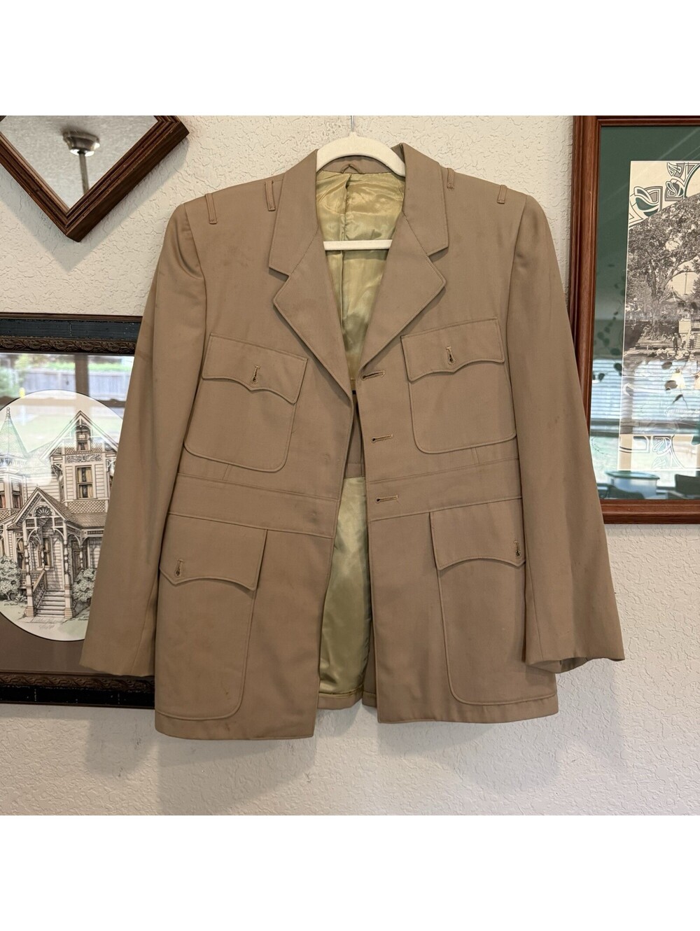 Vintage US Navy Khaki Dress Uniform Jacket Mens Novakoff Bros Chief Petty Medium